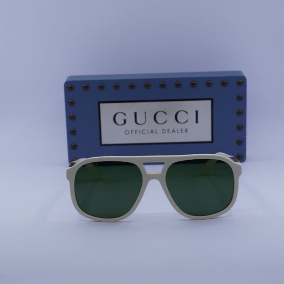 Gucci GG1188S 005 Aviator Sunglasses - Ivory/Green - Picture 2 of 11